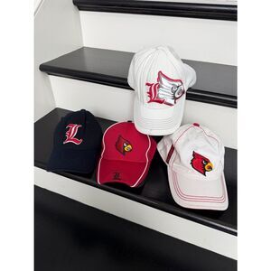 University of Louisville Cardinals hat bundle 4 baseball caps Adidas NCAA lot